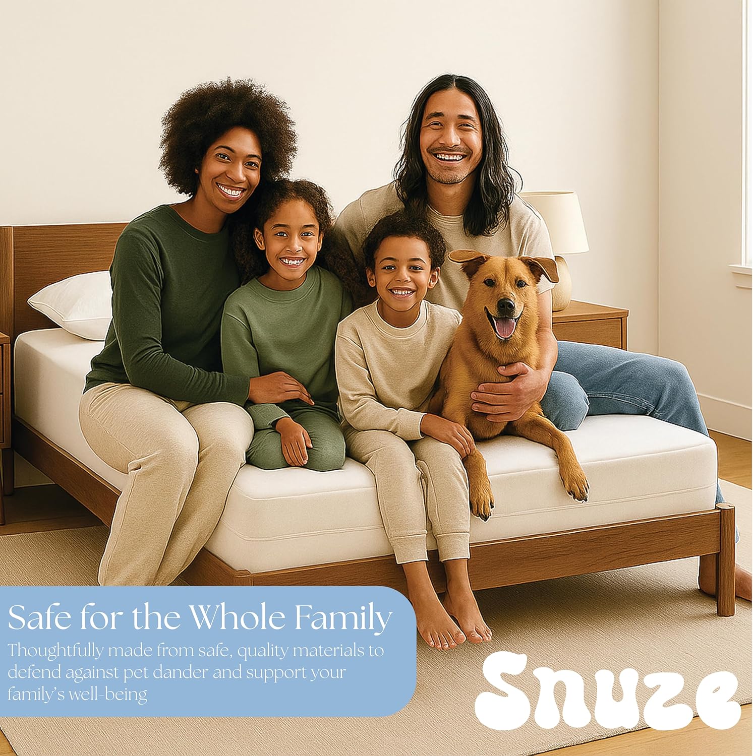 Snuze Total Protection Mattress Encasement Full Size, 6-Sided Waterproof Mattress Cover Zippered Encasement for Allergen and Dust Protection, Machine Washable, Fits Up to 15” Deep Mattress