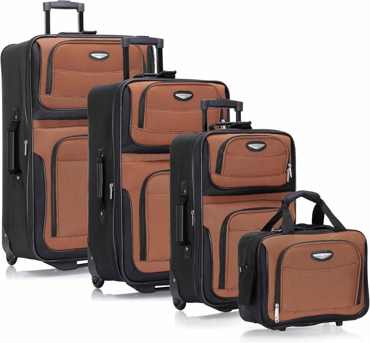 Equipaje expandible Travel Select Amsterdam Softside con ruedas enrollables, naranja, juego de 4 piezas (15/21/25/29)