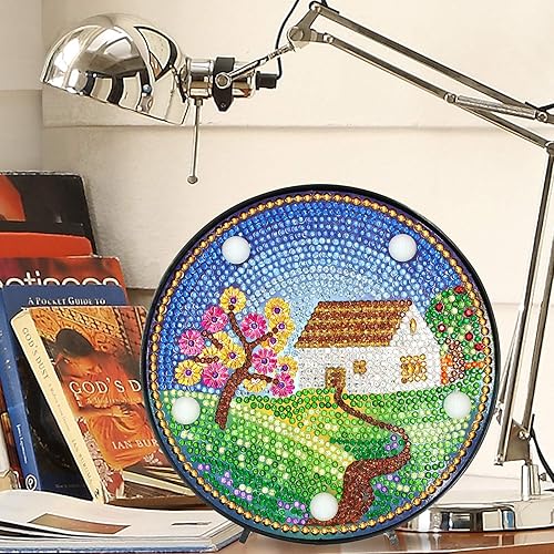 Miniatura 2 de Yobeyi Lámpara de pintura de diamante DIY con luces LED, kit de dibujo de cristal de taladro completo, luz nocturna de noche, manualidades