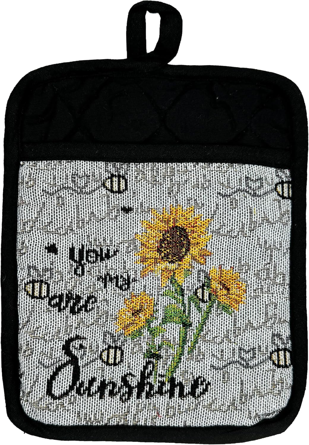 Sunflower Kitchen Tapestry Set w/You are My Sunshine Design, Includes 6 Placemats, 4 Towels, and 1 Pot Holder & Oven Mitt, White