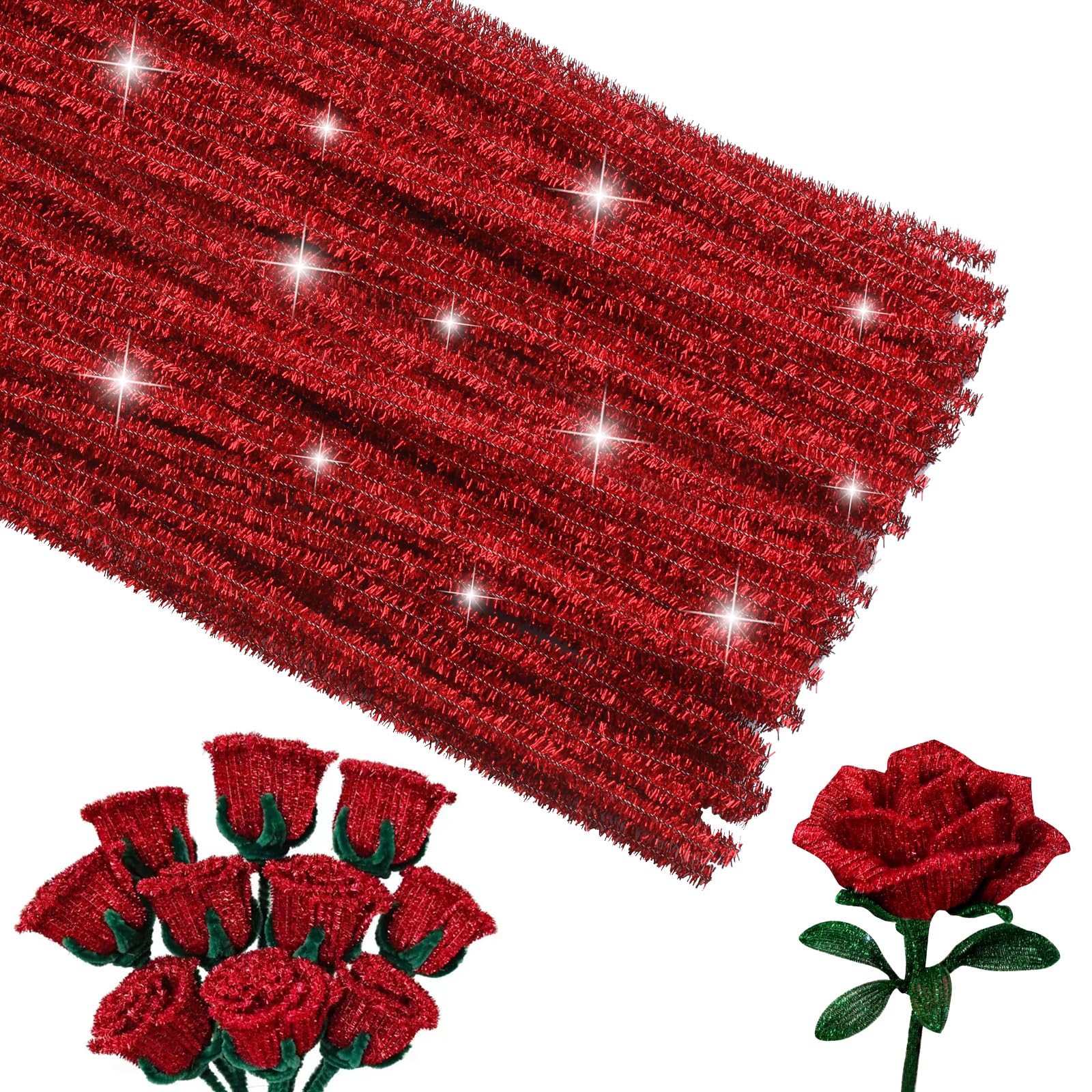 ZXIIXZ 100 Pcs Pipe Cleaners, Glitter Pipe Cleaners Bulk for Making Flowers