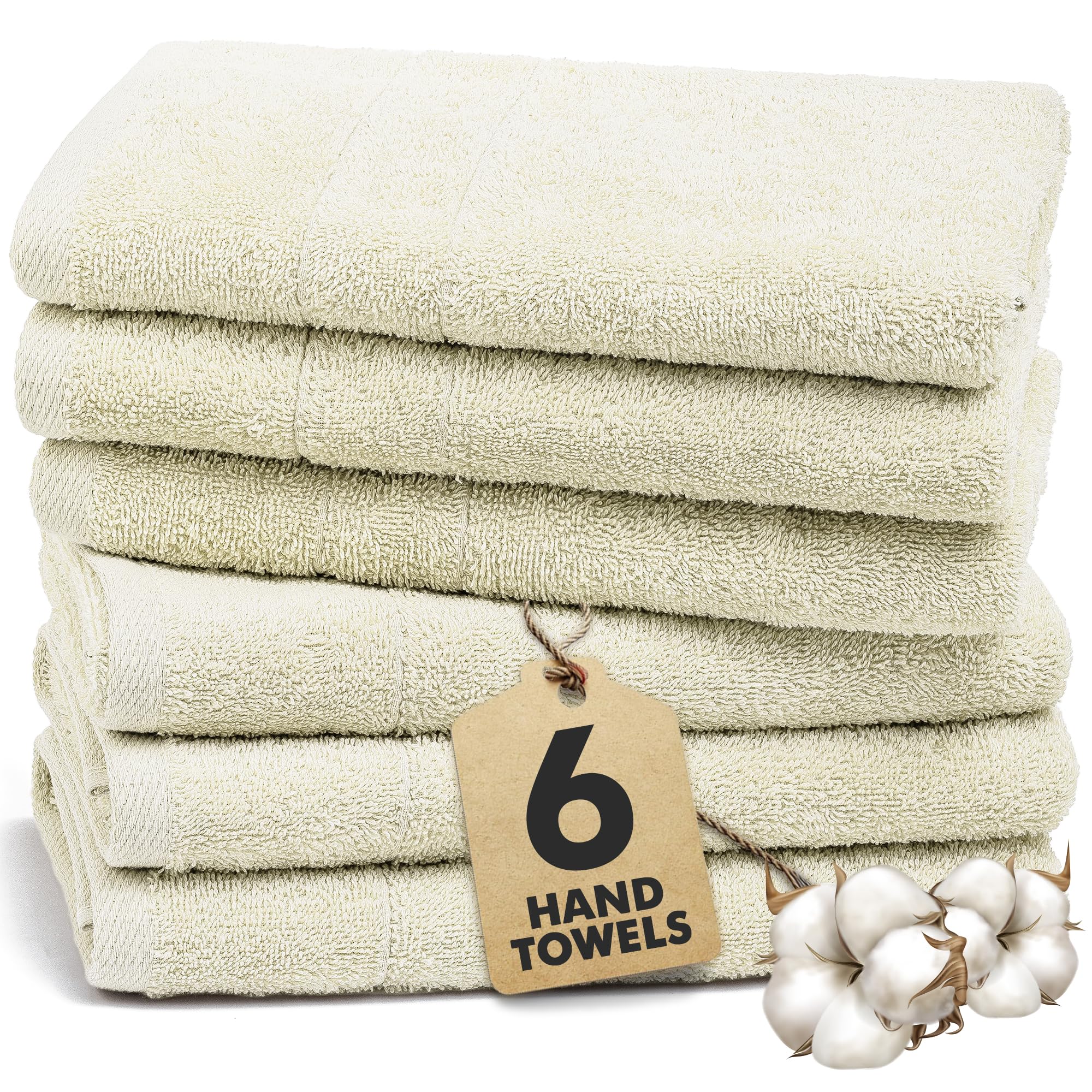 Novo Home Ivory Hand Towels For Bathroom – 550 Gsm 100% Cotton Soft & Absorbent – Pack Of 6 Small Towel (50X85cm) – Quick Dry Luxury Cotton Hand Towels –