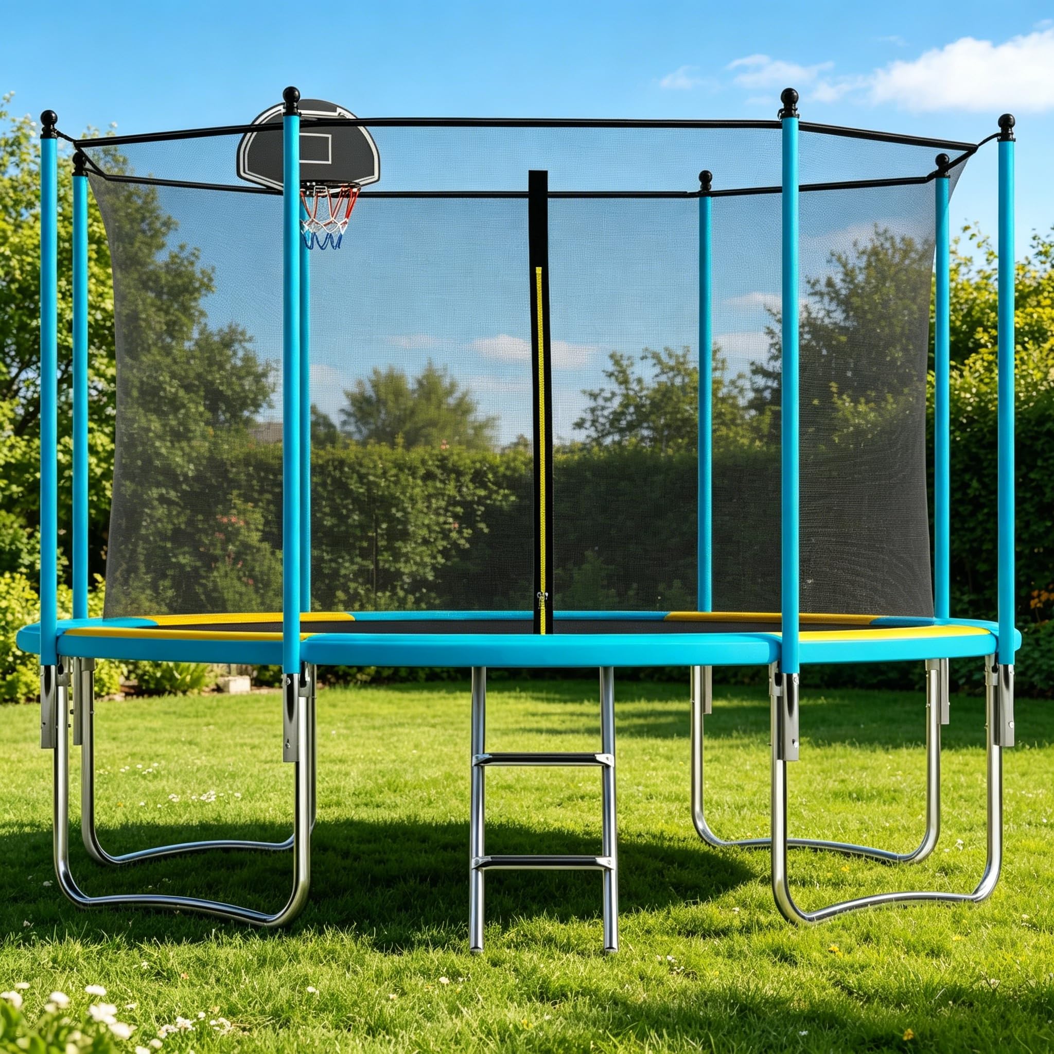 Trampoline 10ft 12ft Outdoor Trampoline for Kids and Adults, 800 lbs Weight Capacity, with Basketball Hoop, Safety Enclosure, ASTM Approved — image 1