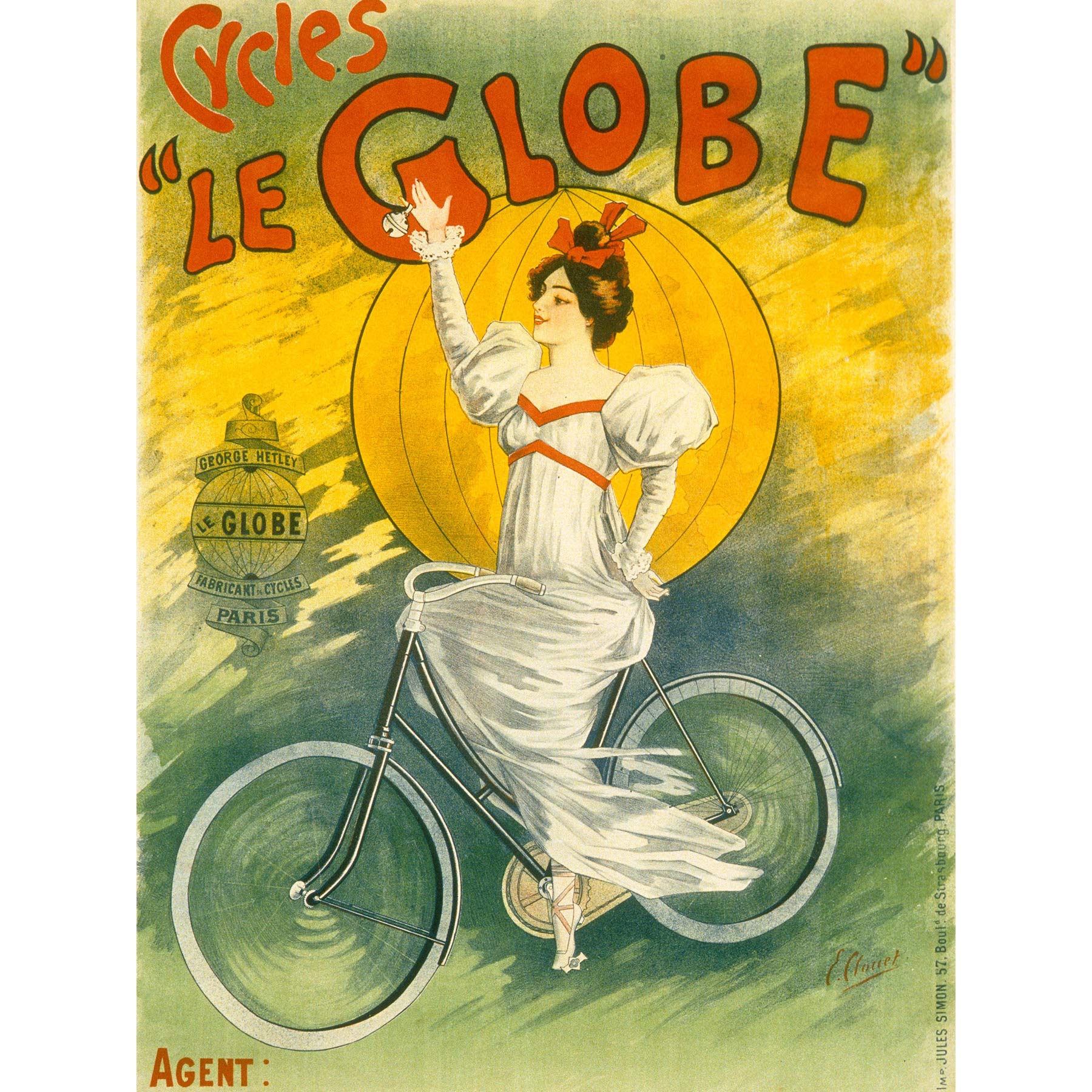 Fine Art Prints Clouet George Hetley Cycles Bicycle Vintage Advert Extra Large Wall Mural Poster Premium XL