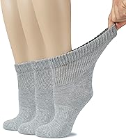 Vista 14 de Hugh Ugoli Calcetines tobilleros de algodón para mujer para diabéticos, anchos, sueltos, elásticos, puntera sin costuras, semiacolchado superior sin