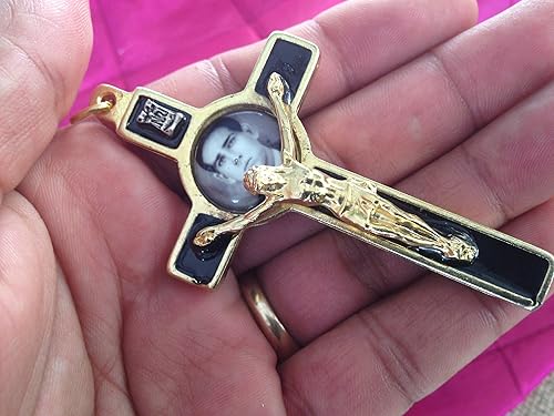 Miniatura 3 de hand made Crucifijo Cruz Santo Toribio 3" Chapado en Oro con Esmalte Negro/Santo Toribio De Romo