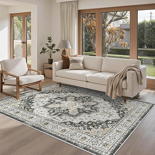 Miniatura 230 de Madane Alfombra lavable de 2 x 3 pies, alfombra de entrada pequeña, antideslizante, vintage, para entrada interior, alfombra de pelo bajo