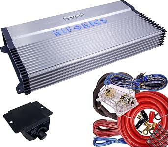 Hifonics BXX6000.1D 6000 Watt RMS 1 -Channel Monoblock D Class Amplifier Brutus Car Audio with Red 0 Gauge Installation Kit Bundle، Silver