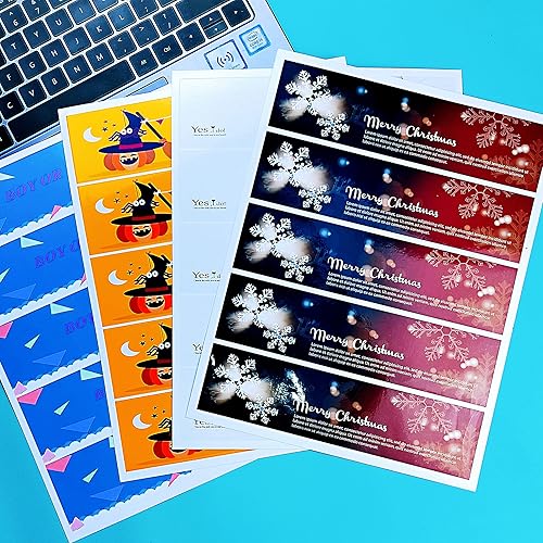 Miniatura 2 de 75 etiquetas imprimibles de 2 x 8 pulgadas para botellas de agua blancas brillantes, calcomanías de vinilo impermeables, hoja rectangular envolvente