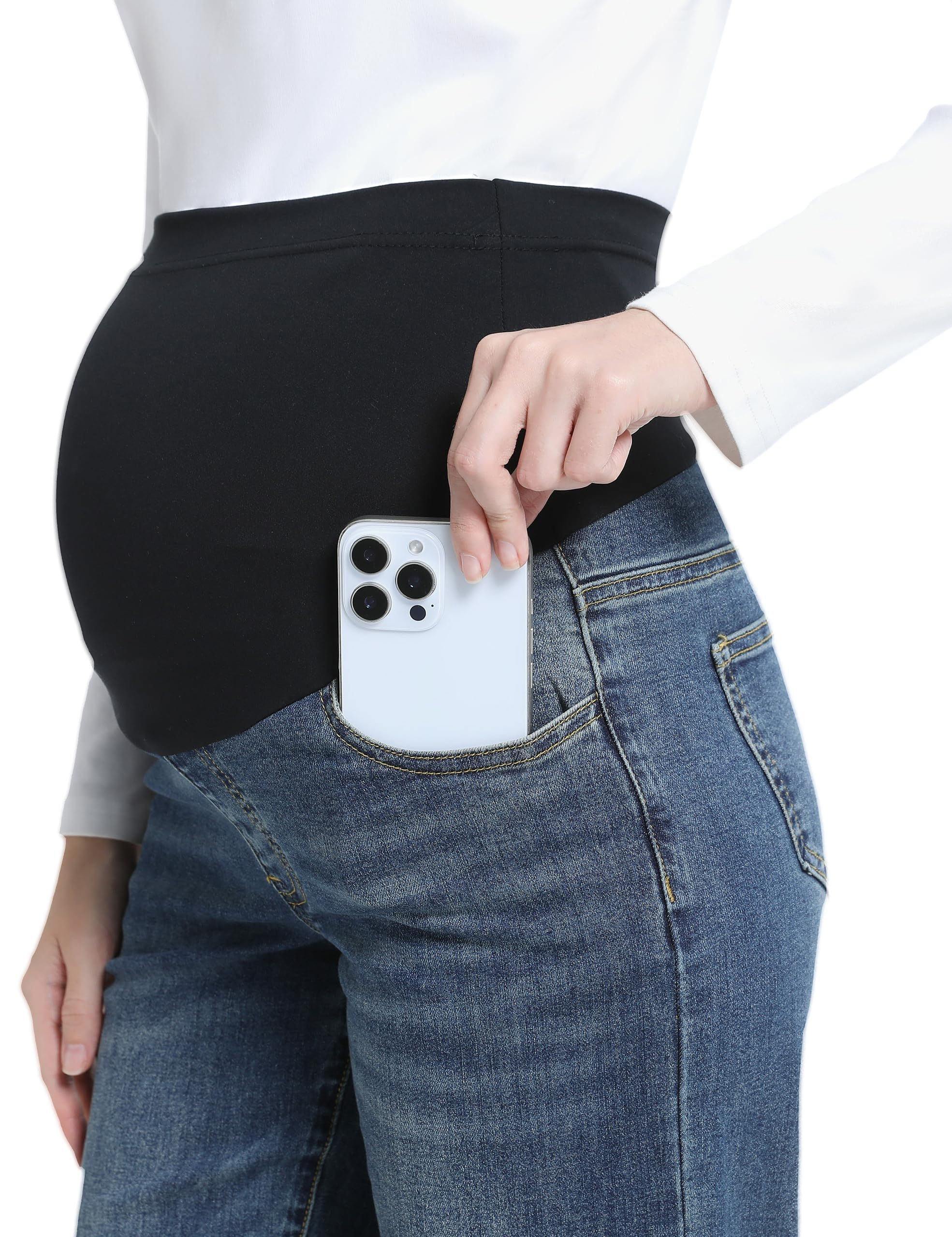 Jean de grossesse pour femme au-dessus du ventre Boyfriend Jeans de grossesse en denim avec poches