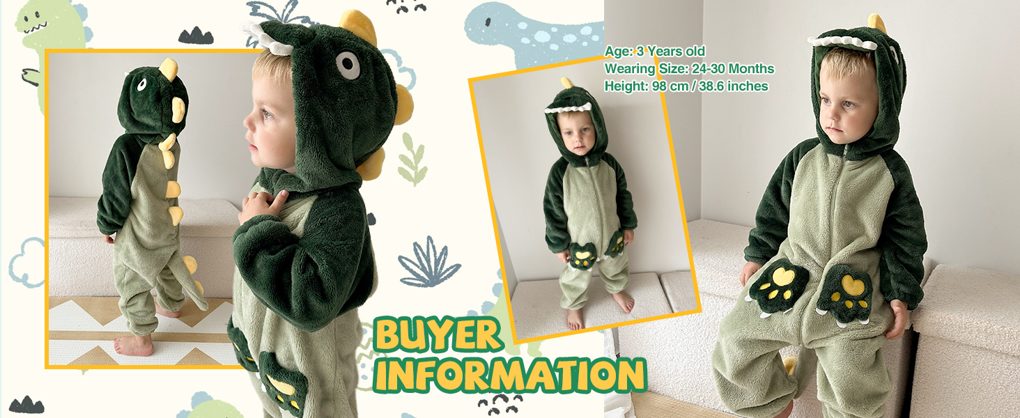 Disfraz de dinosaurio para bebé unisex miniatura 7