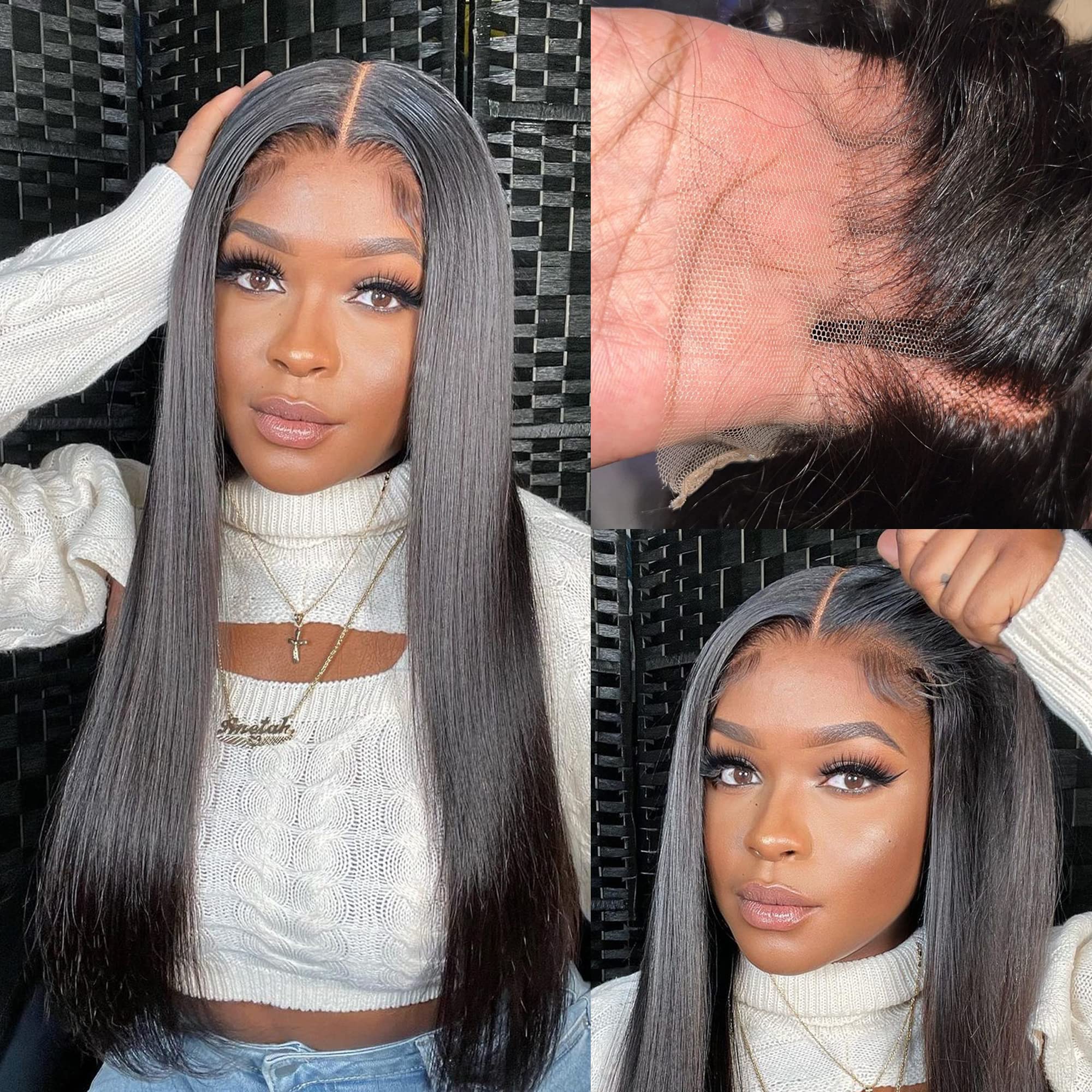 VIPbeauty 13x6 Straight Lace Front Wigs Human Hair 180 Density13x6 HD Transparent Lace Front Wigs For Women Straight Wigs Human Hair Pre Plucked 28 Inch-1108439