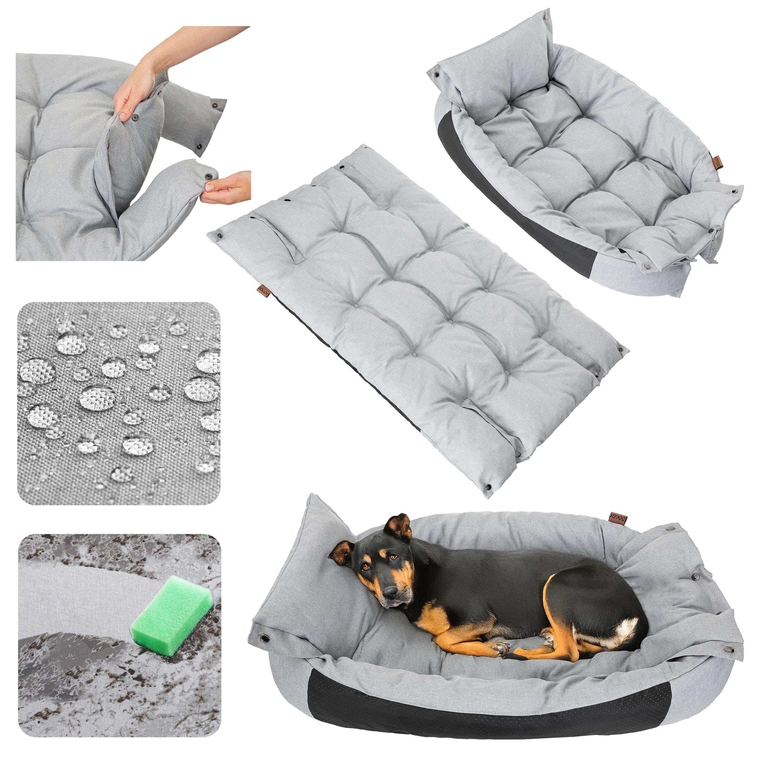 PillowPrim Legowisko dla psa i materac dla psa w jednym – sofa dla małych i średnich psów – łatwa do czyszczenia – wygodne legowisko dla zwierząt domowych – poduszka dla psów – L 76 x 56 cm