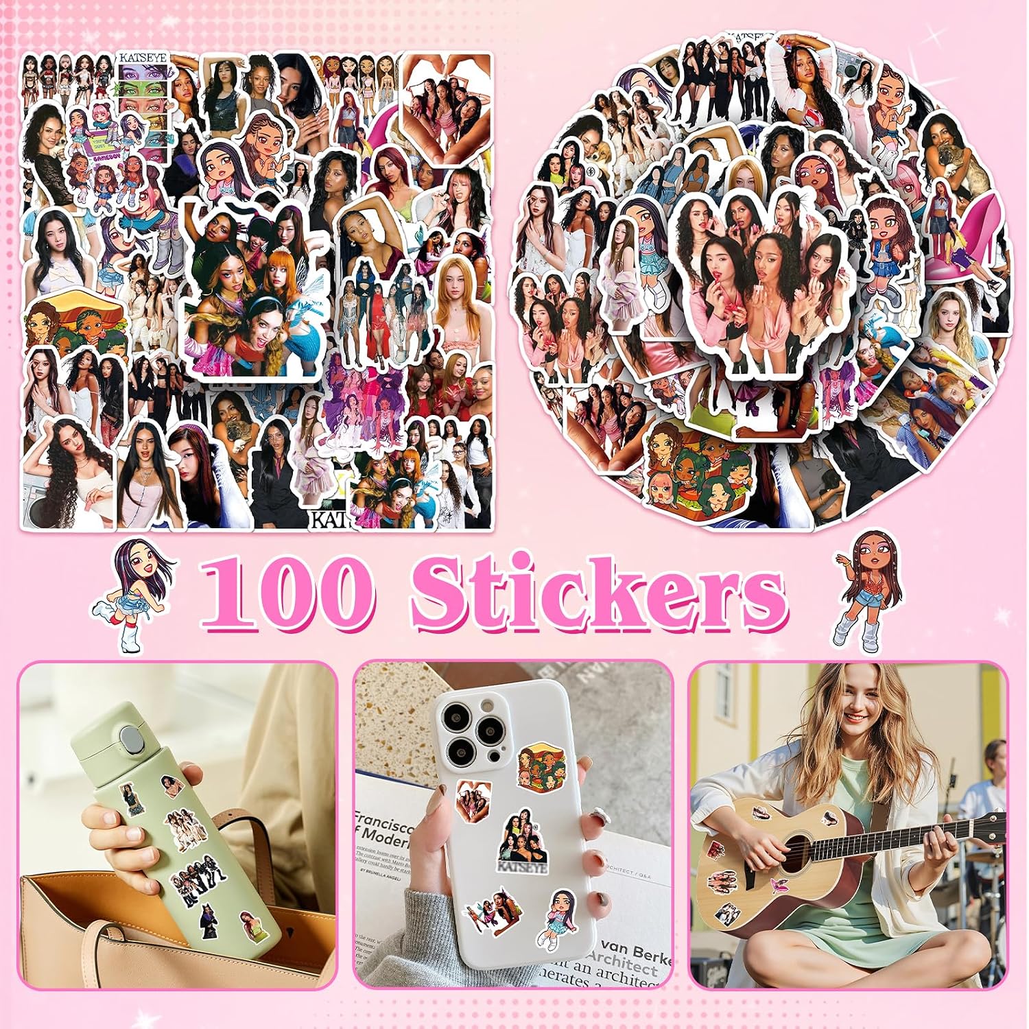 172Pcs Katseye Merch Gift Set Photocards Stickers Mirror Pins Gift for Fans | Pinky up/Mad and mod photocards. bracelets, pins,badge holder, lanyard, keychain, 50 sticker,Premium material for Fan
