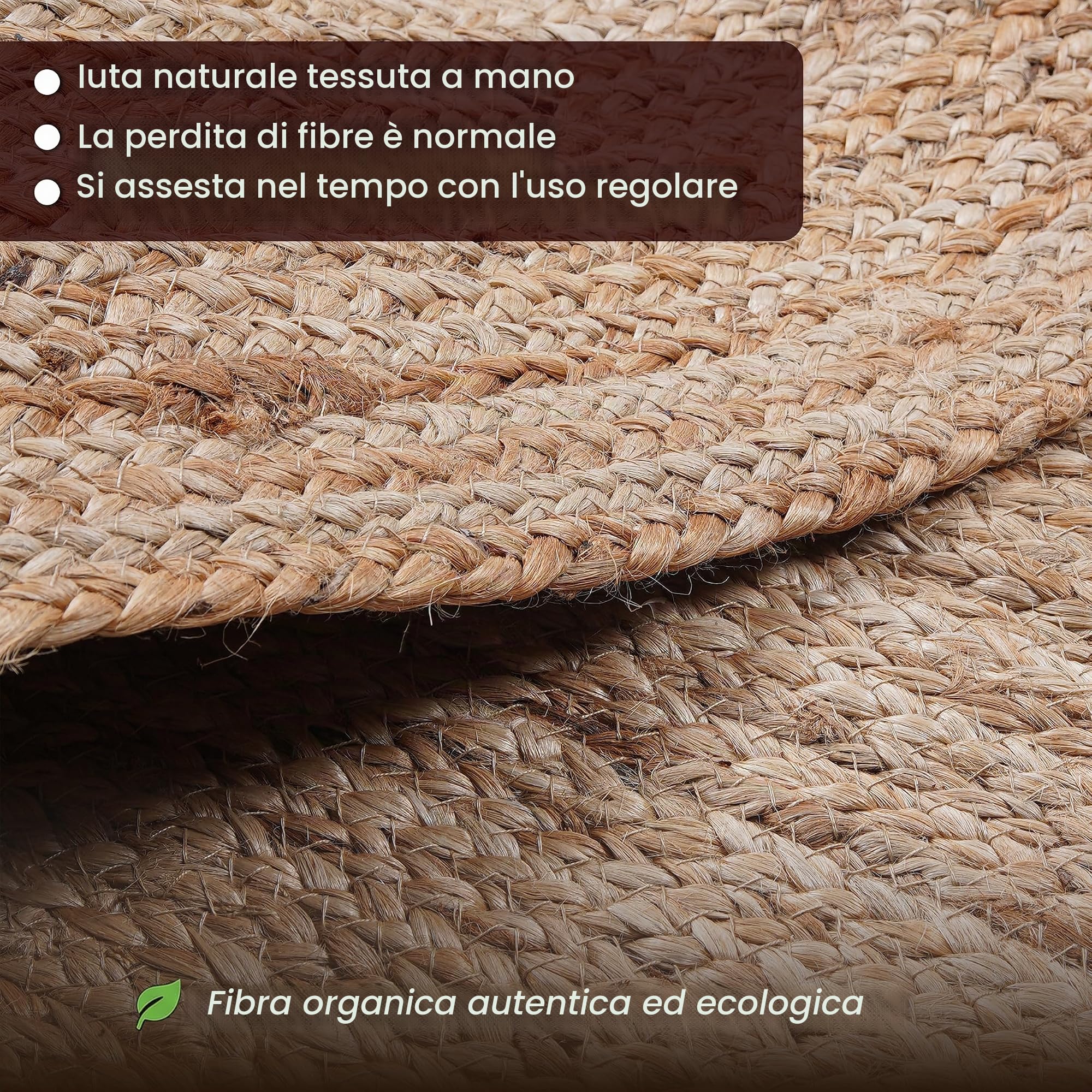 Craft Trade Naturale Lavabile Boho Fiore Tappeto in Iuta Intrecciato a Mano Reversibile Rotondo Tappeto di Juta per Cucina Soggiorno e camera da Letto- 120 cm