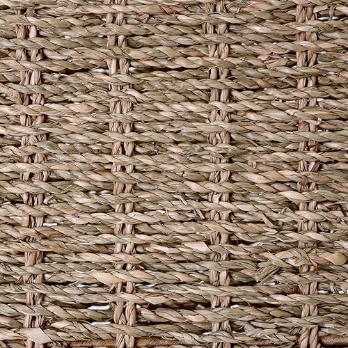 Miniatura 6 de Cesta de mimbre de 14 pulgadas con asas  Hierba marina tejida a mano en color natural