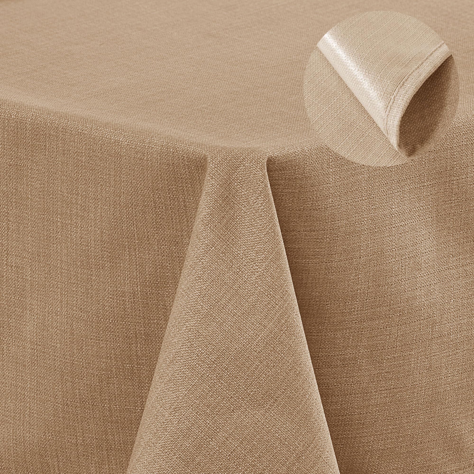 Deconovo Faux Linen Waterproof Table Cloth Wipeable Tablecloth 150x200cm