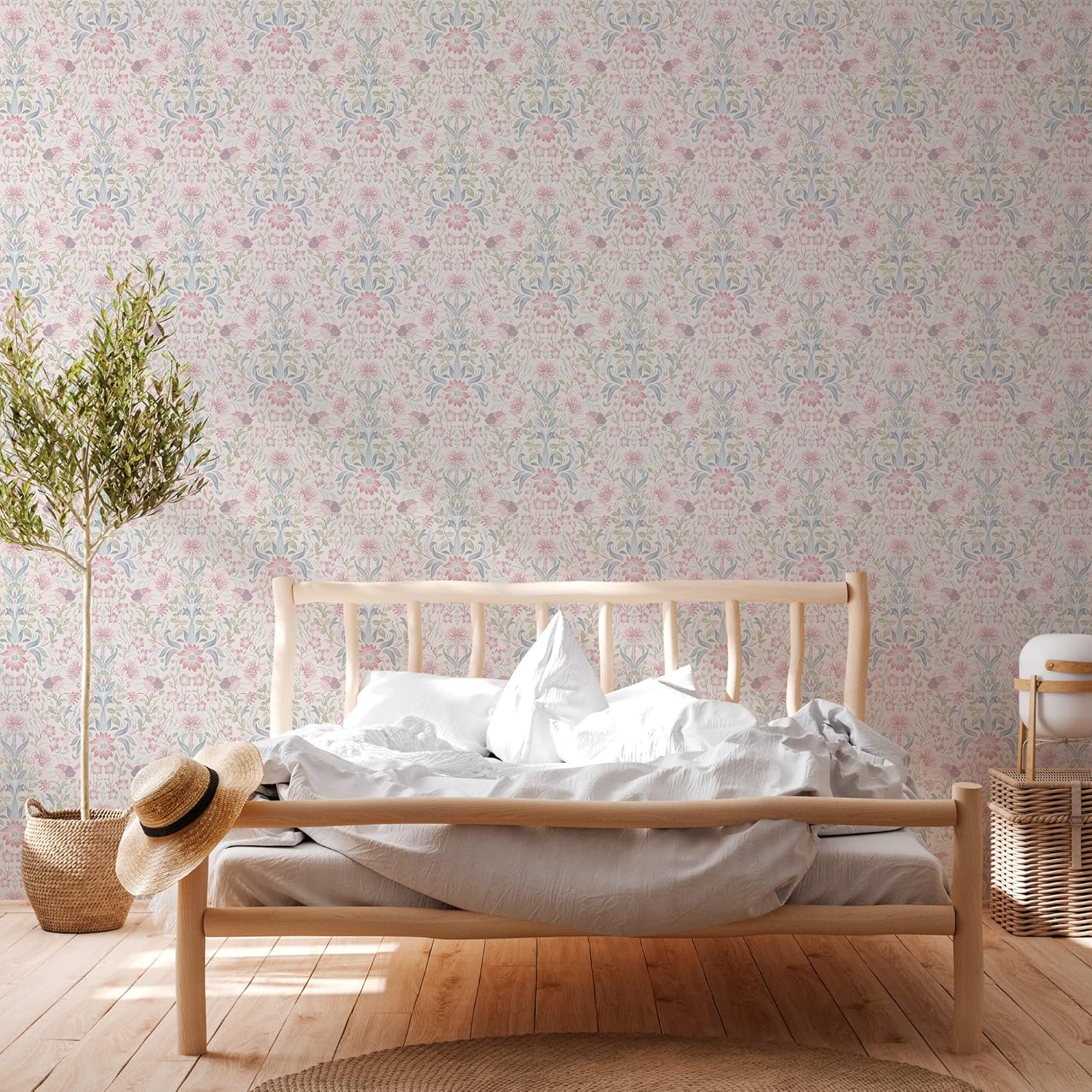A.S. Création Maison Charme 390753 Non-Woven Wallpaper Bird 10.05 m x 0.53 m Made in Germany Floral Design Cream Blue Pink Green