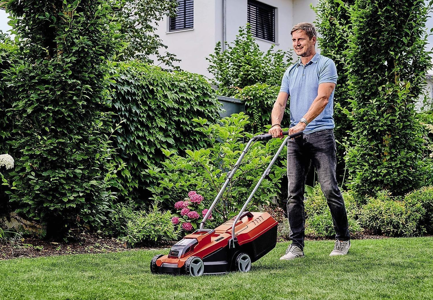Einhell Tondeuse à Gazon sans Fil GE-CM 18/32 Li-Solo Power X-Change 18V, réglage de la Hauteur 3 Niveaux 30-70 mm Livré sans Batterie ni Chargeur