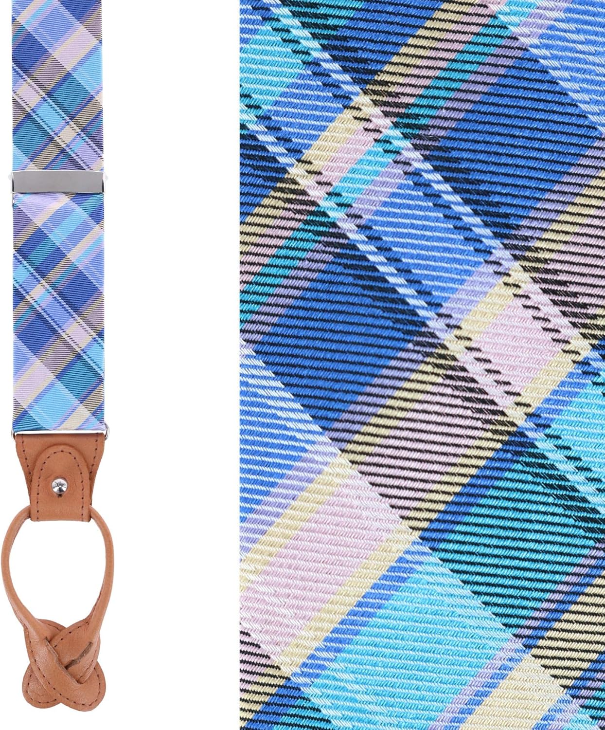 Trafalgar Men's Sherwood Plaid Silk Button End Braces (Suspenders)