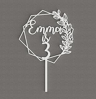 Customized Birthday Cake Topper | Birthday Name Cake Topper | Happy Birthday Cake Topper | Wooden Cake Topper | Personalized Cake Topper (SIlver)