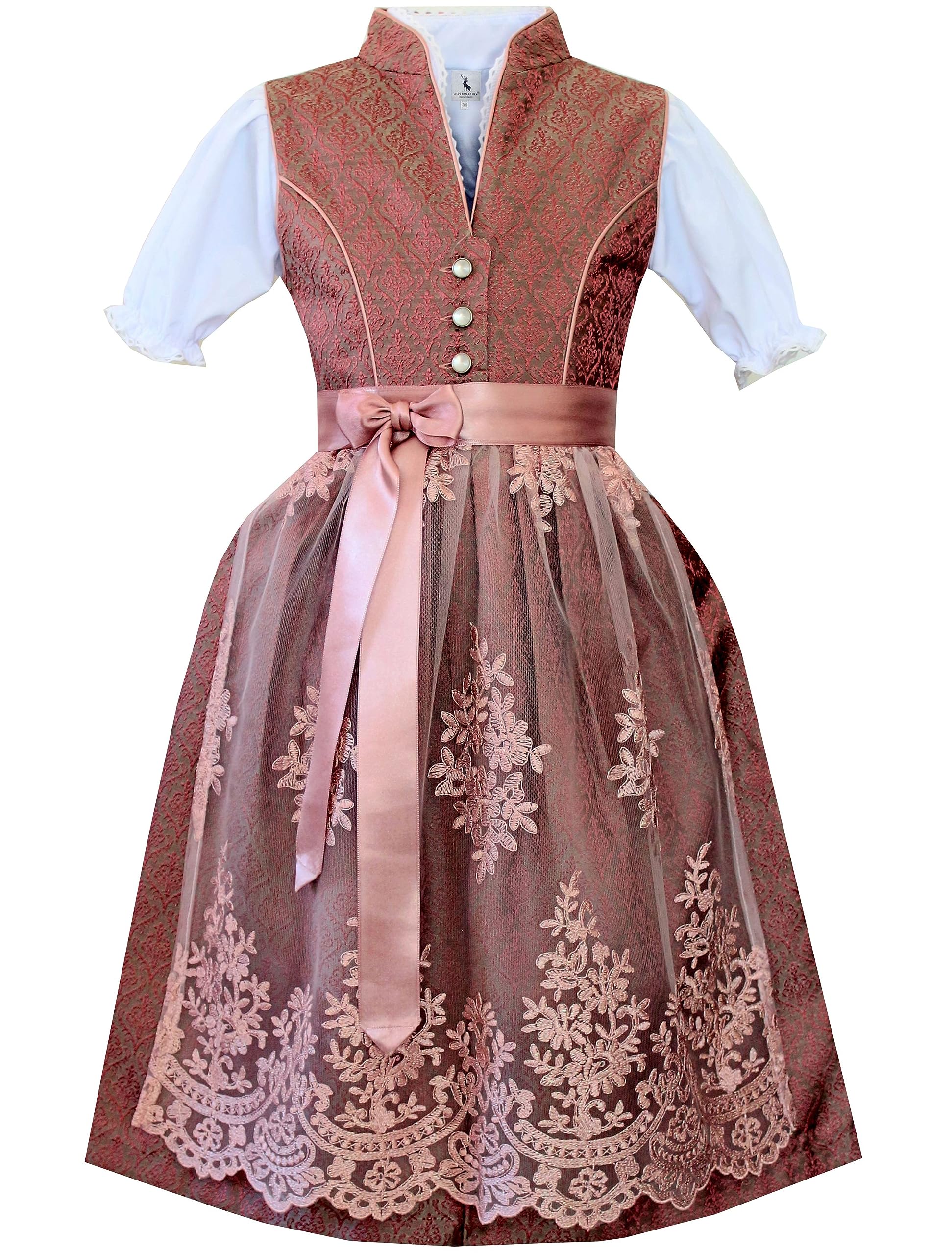 Alpenmärchen Kinderdirndl uit exclusieve collectie, incl. schort en blouse - ALM-K977, 116