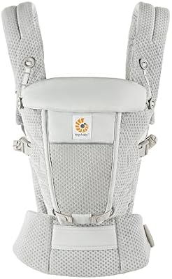 Ergobaby Adapt Babytrage für Neugeborene ab Geburt, 3-Positionen SoftFlex Mesh Ergonomische Babybauchtrage Rückentrage Baby-Tragetasche, Pearl Grey
