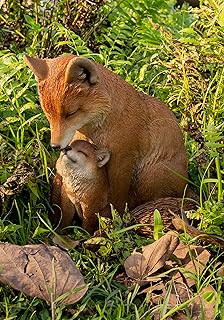 Hi-Line Gift Cuddling Mother and Baby Fox Garden Statue, Brown (87719-I)