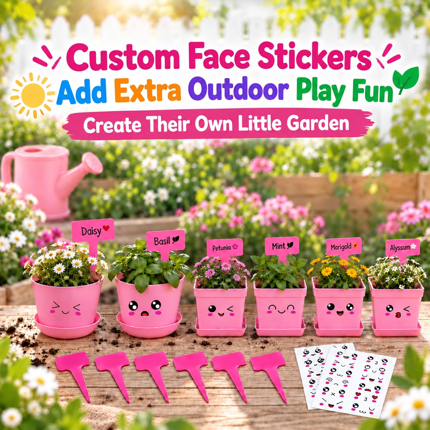 Kids Gardening Set, Toddler Outdoor STEM Toys for Ages 4-8(Pink Deluxe) image 3