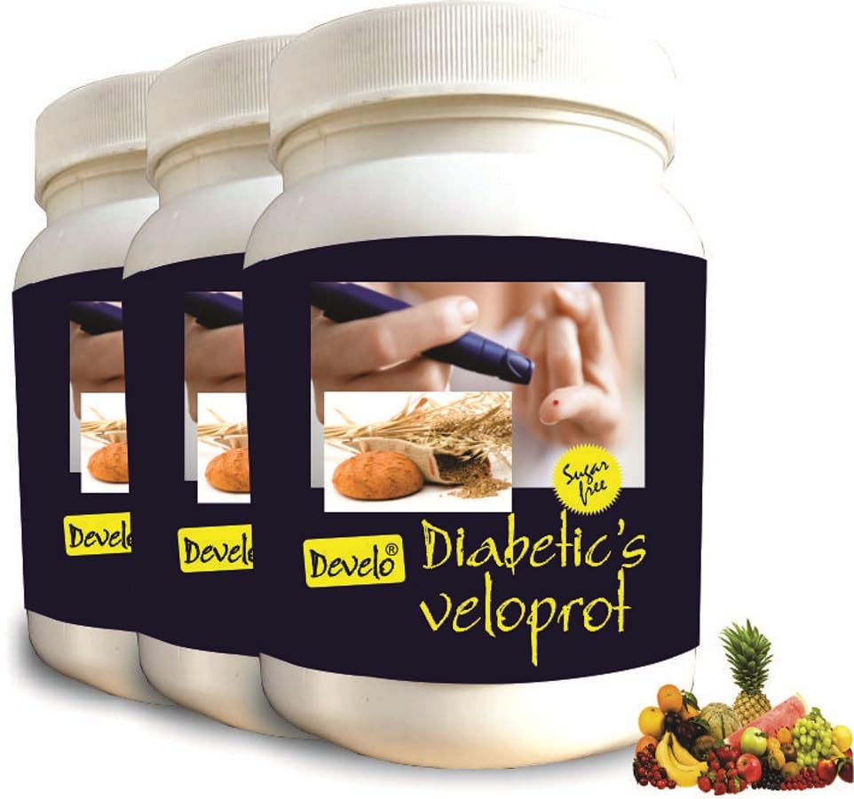 Image of Develo Diabetic Protein Powder Sugar Free Nutrition for diabetes Care (Pack of 3) Mixed Fruit