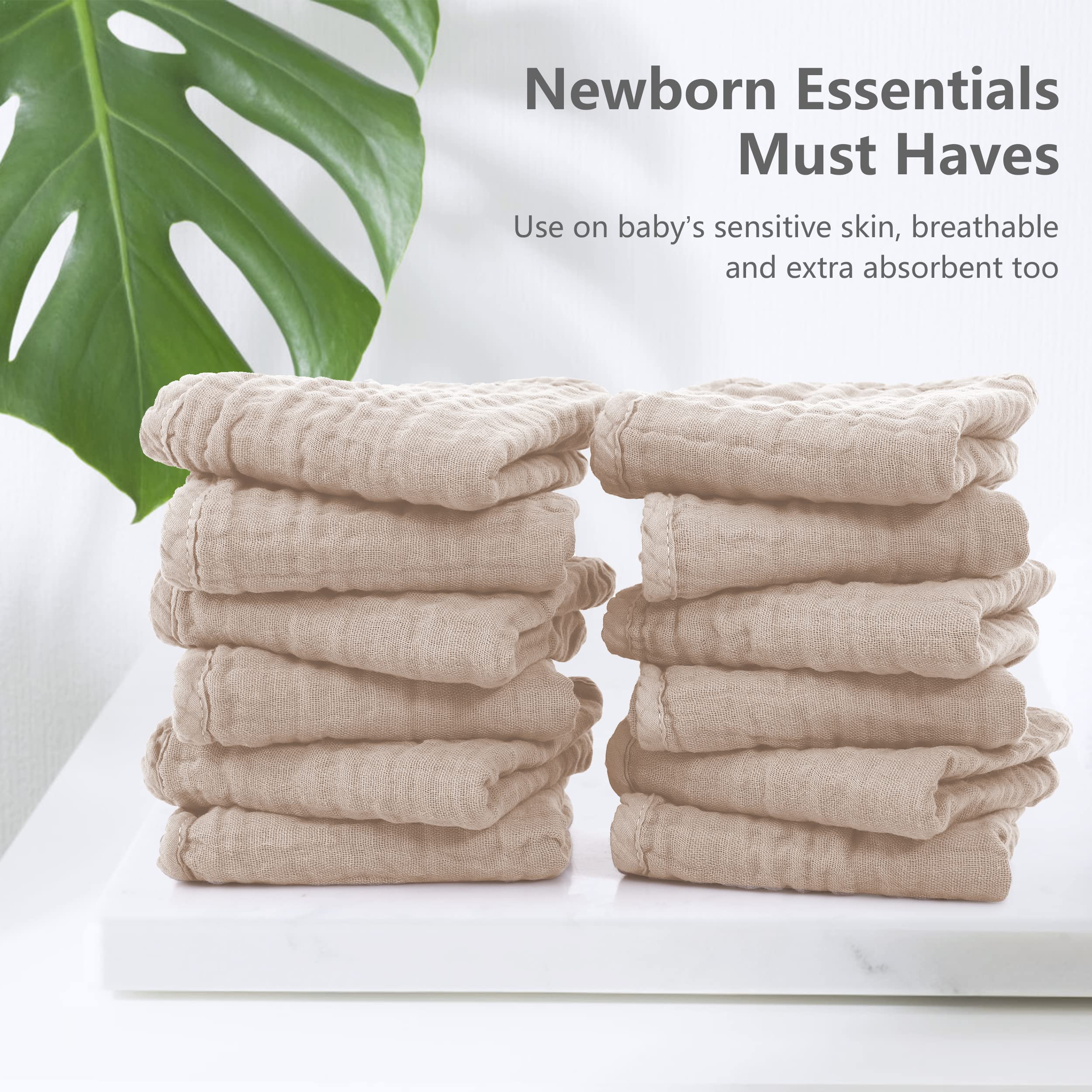 SWEET DOLPHIN Paquete de 12 paños de muselina para eructos grandes, 100 % algodón, para bebé, artículos esenciales para bebés, extra absorbentes y suaves, trapos para escupir leche para recién nacidos