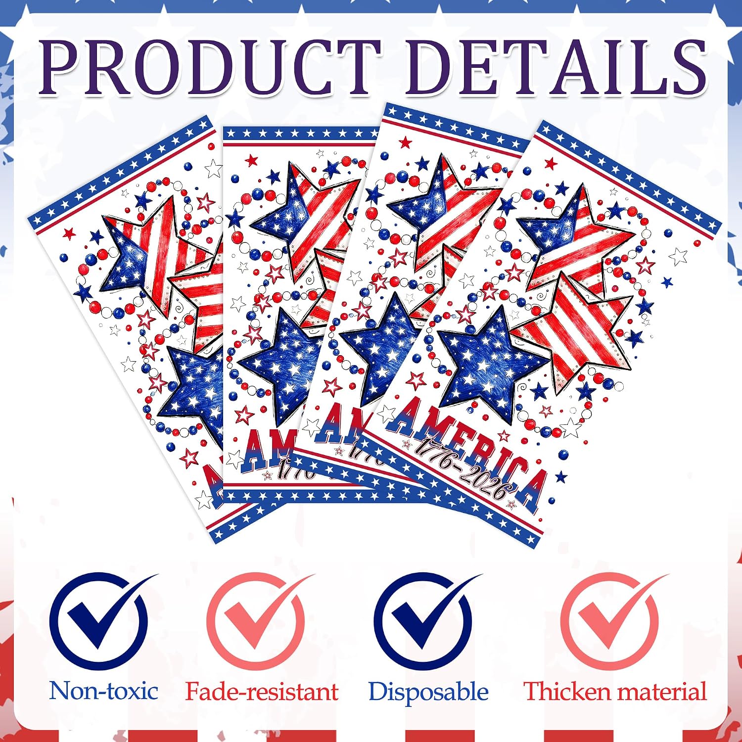 4th of July Decorations - 100 Pcs 250 Anniversay Usa Party Supplies for Election Veterans Independence Day Fourth American Patriotic Disposable Paper Cocktail Beverage Dinner Napkins