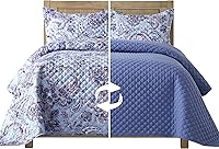 Vista 10 de Elegant Comfort Juego de colcha y cubrecama acolchada reversible de 3 piezas con fundas de almohada, costura majestuosa exquisita para todas