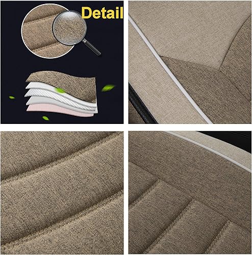 Miniatura 6 de INCH EMPIRE Cloth Car Seat Cover Synthetic Linen Fabric Water Washable Breathable Sweat Proof Cushion Front and Rear Full Set Universal Fit for