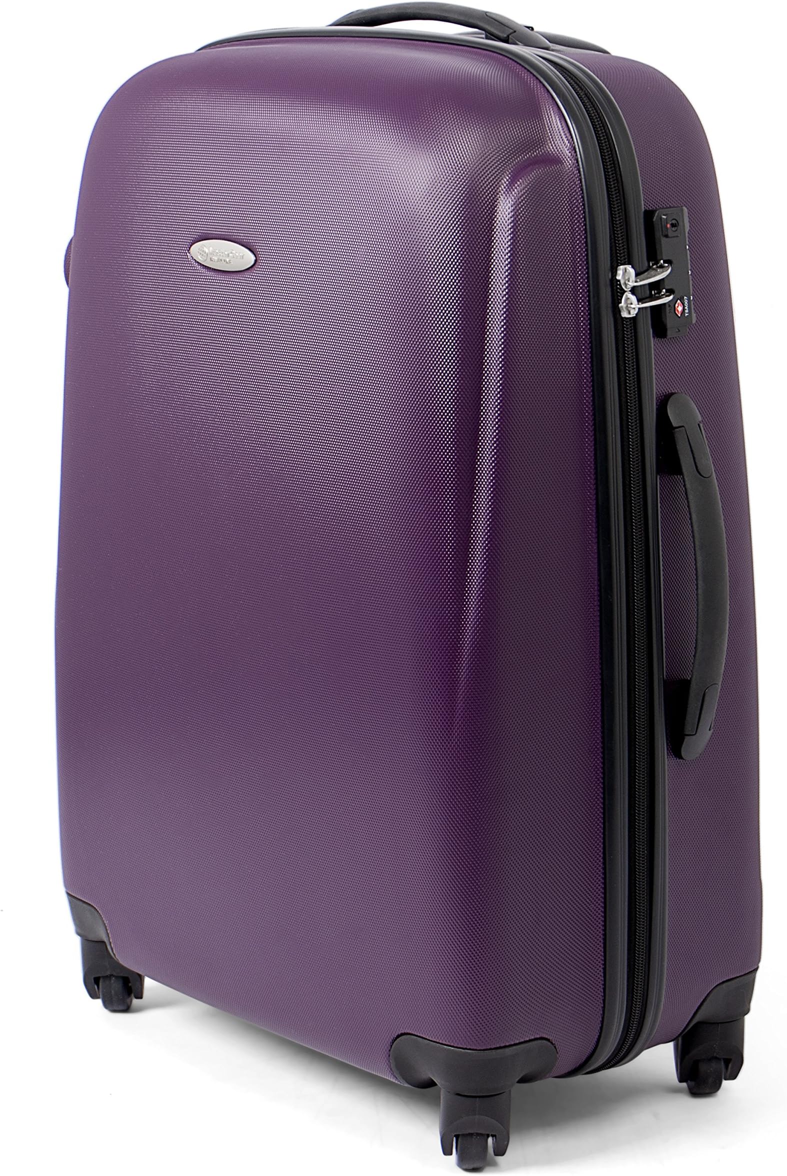 Luggage with ABS Hard Shell in Purple – Size M (67 x 47 x 26 cm) with 4 Spinner Wheels (360 Degrees) – TSA Lock