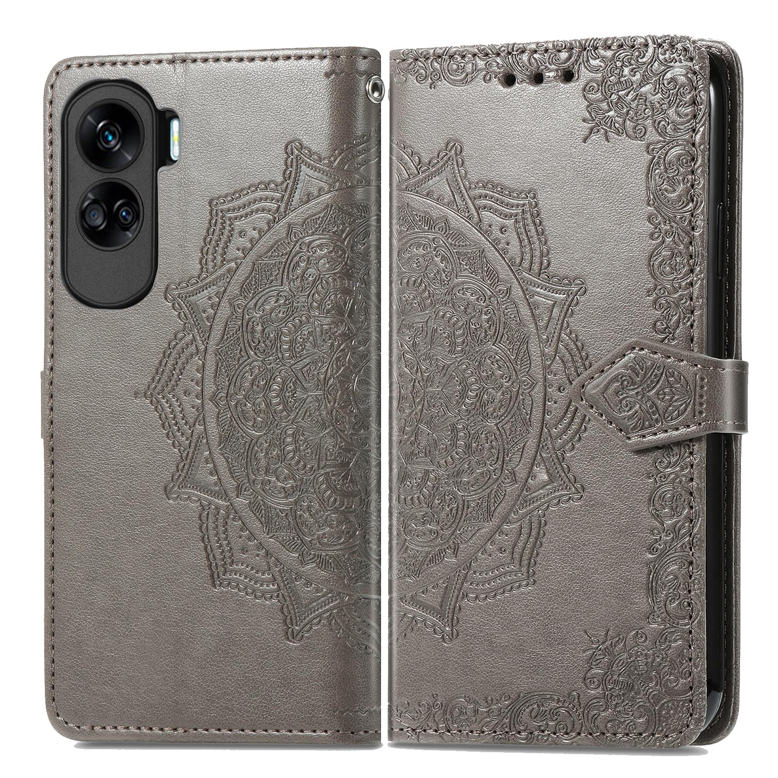 Fertuo Cover Per Honor 90 Lite - Custodia Portafoglio A Libro Con Disegno Mandala In Rilievo, Pelle PU, Porta Carte, Chiusura Magnetica E Cinturino, Blu - 4