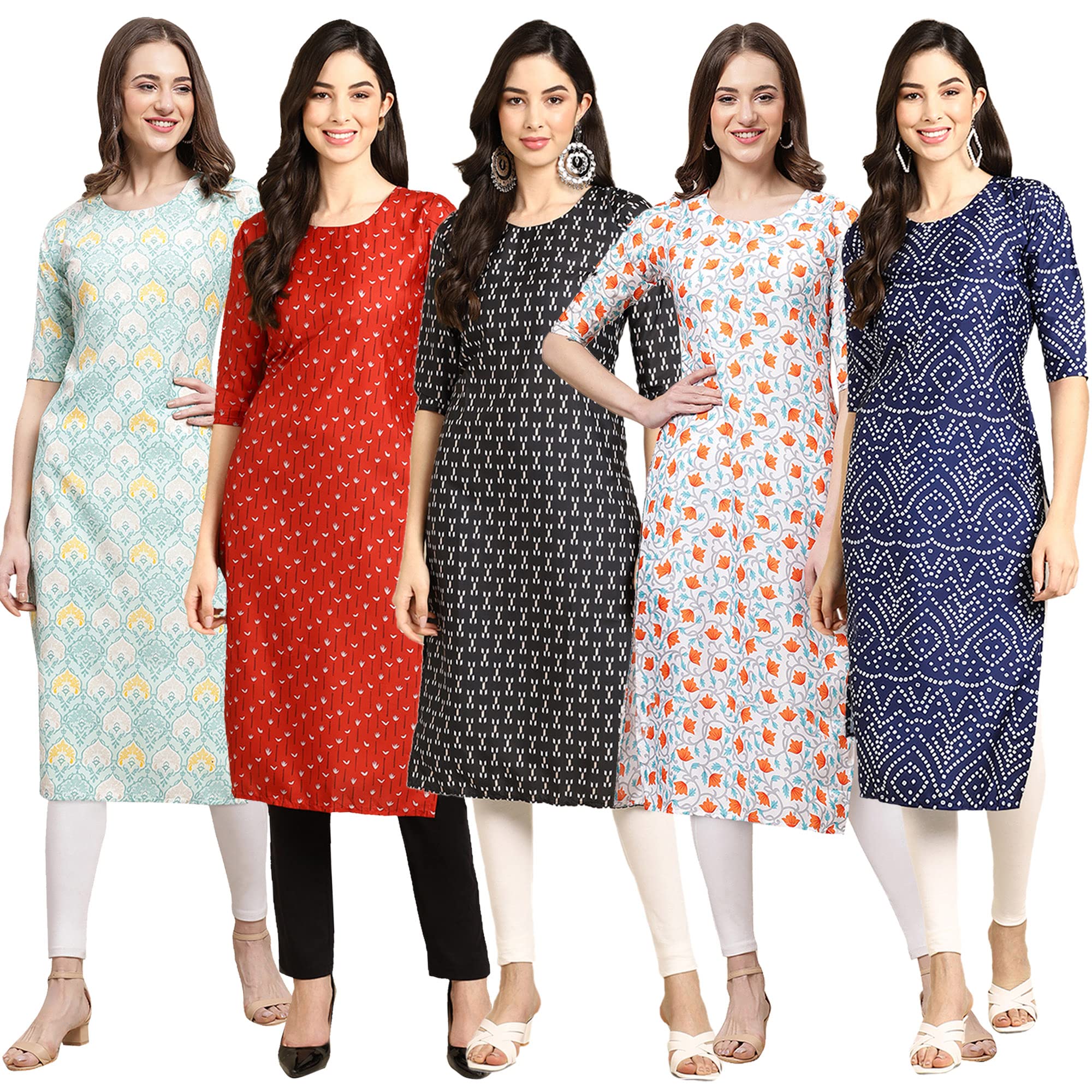 Pinkmint Women's Crepe Digital Print Straight Kurta (D-343-370-362-334-366_M)