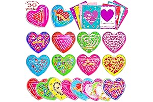 30 Pack Heart Maze Puzzle Valentine's Day Cards for Kids