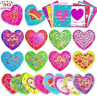 Japior 30 Pcs Valentines Day Gifts Cards for Kids, Heart Maze Puzzles Party Favors Valentine Day Exchange Cards for Boys Girls School Classroom