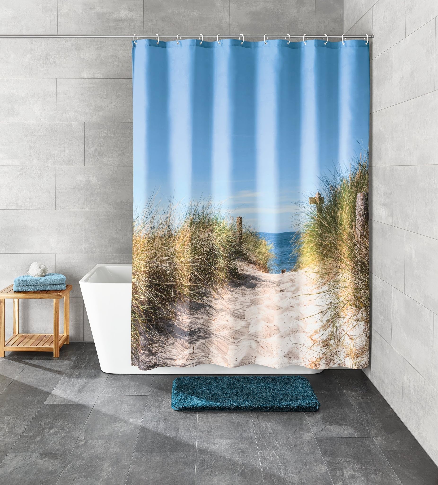 Kleine Wolke Duschvorhang Textil BORKUM Multicolor 180 x 200 cm