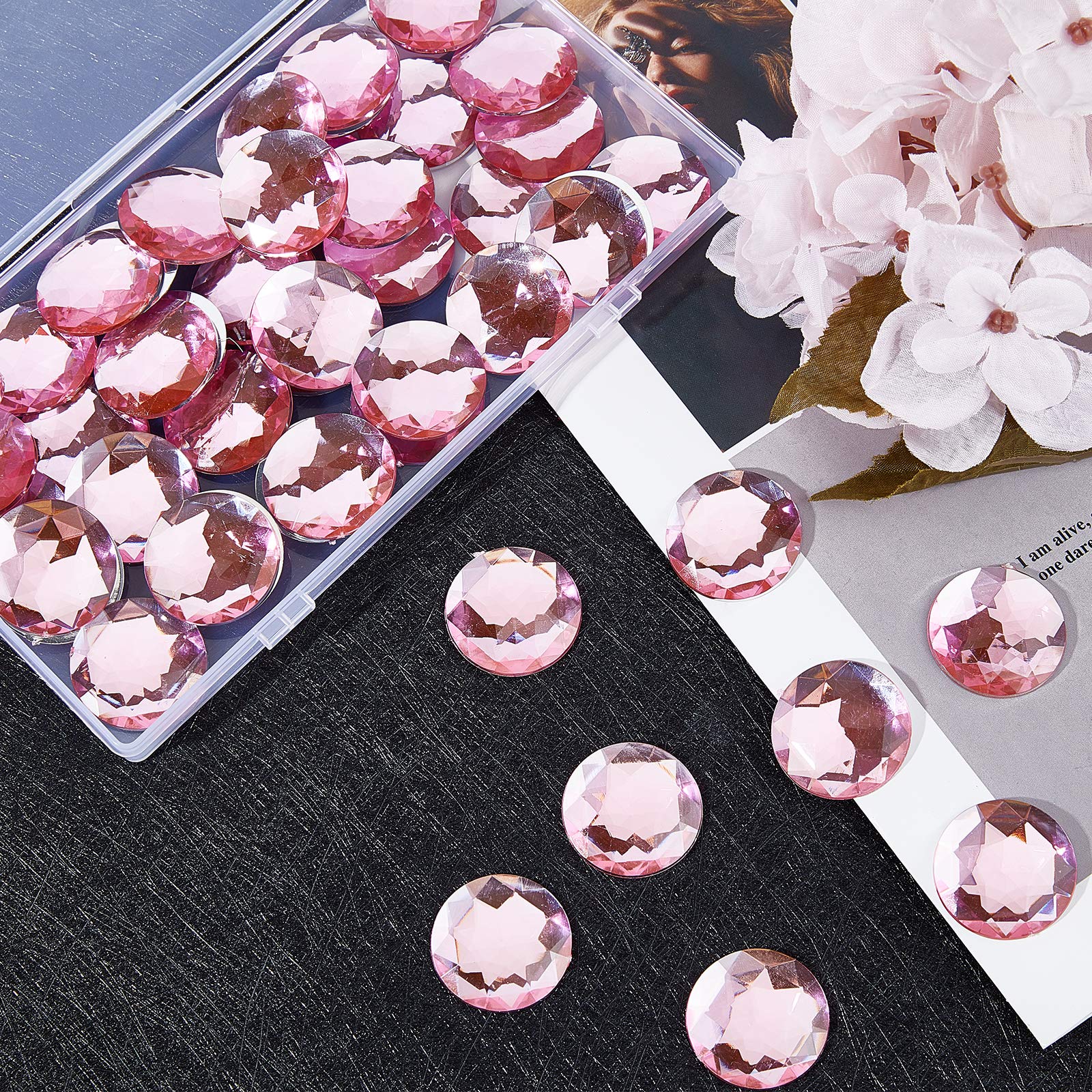 50Pcs 30mm Acrylic Rhinestones - Self-Adhesive Round Gems For DIY Crafts, Costumes, Decor, Clear Crystal Stick-On Jewels - View #3