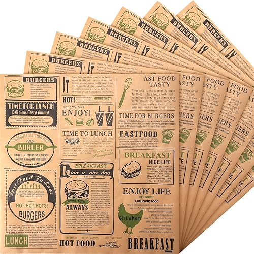 Miniatura 1 de Hojas de papel encerado para alimentos, papel pergamino, papel de envolver sándwich, revestimientos de cestas, hojas de papel de picnic para