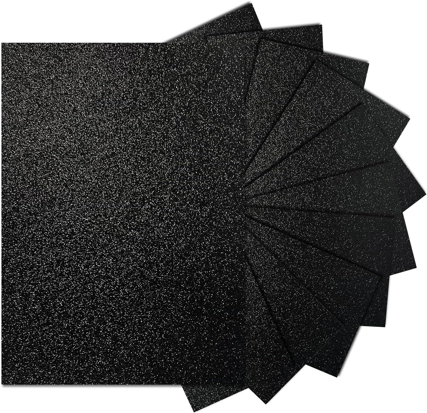 YINUOYOUJIA Black Glitter Cardstock,20 Sheets Premium