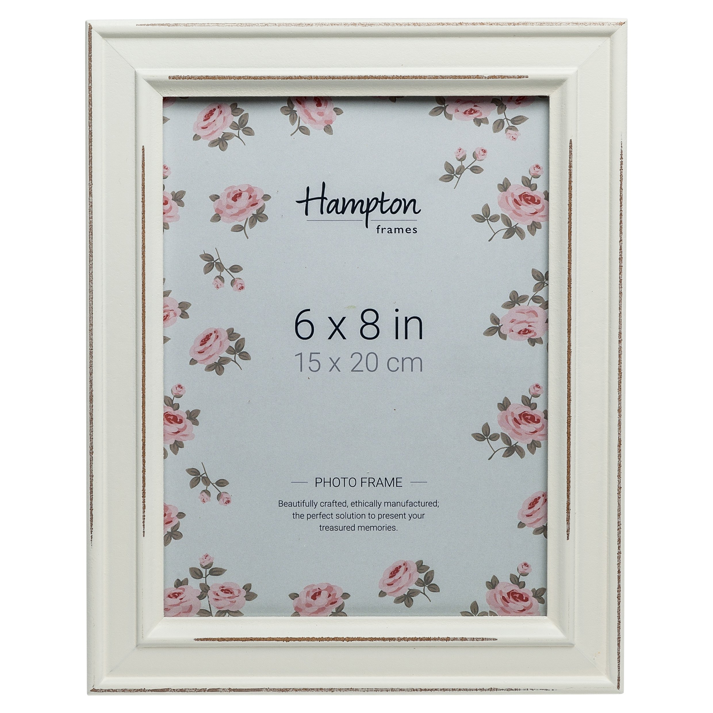 Hampton Frames | Photo Frame PAL301968W | 6x8 15x20cm, White, Distressed Wood | Glass Aperture, Freestanding or Wall Mount, Portrait or Landscape | Home Décor Display