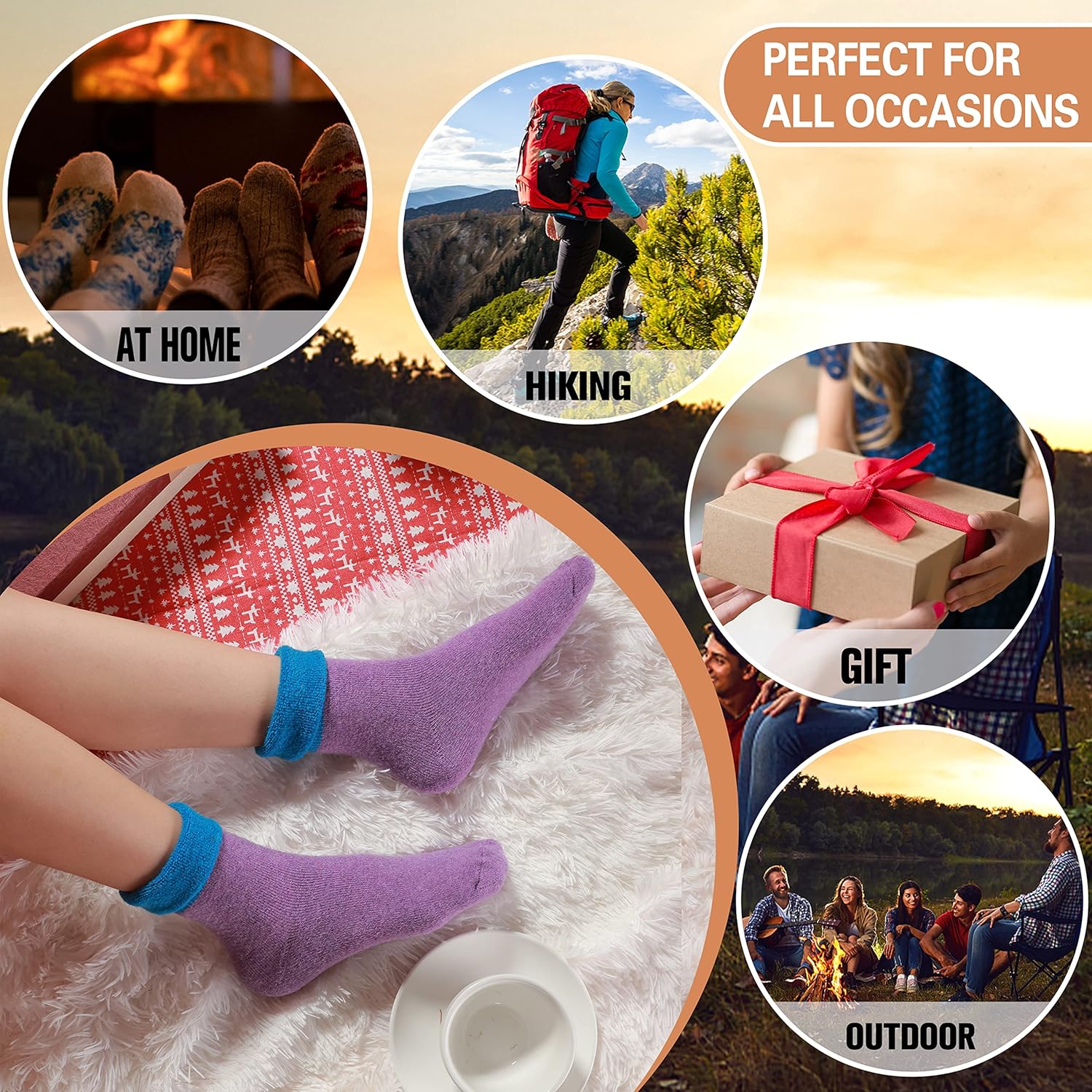 ANTSANG Merino Wool Socks for Women Hiking Thermal Warm Thick Winter Boot Crew Cozy Cabin Work Soft Ladies Socks 5 Pairs - Image 6