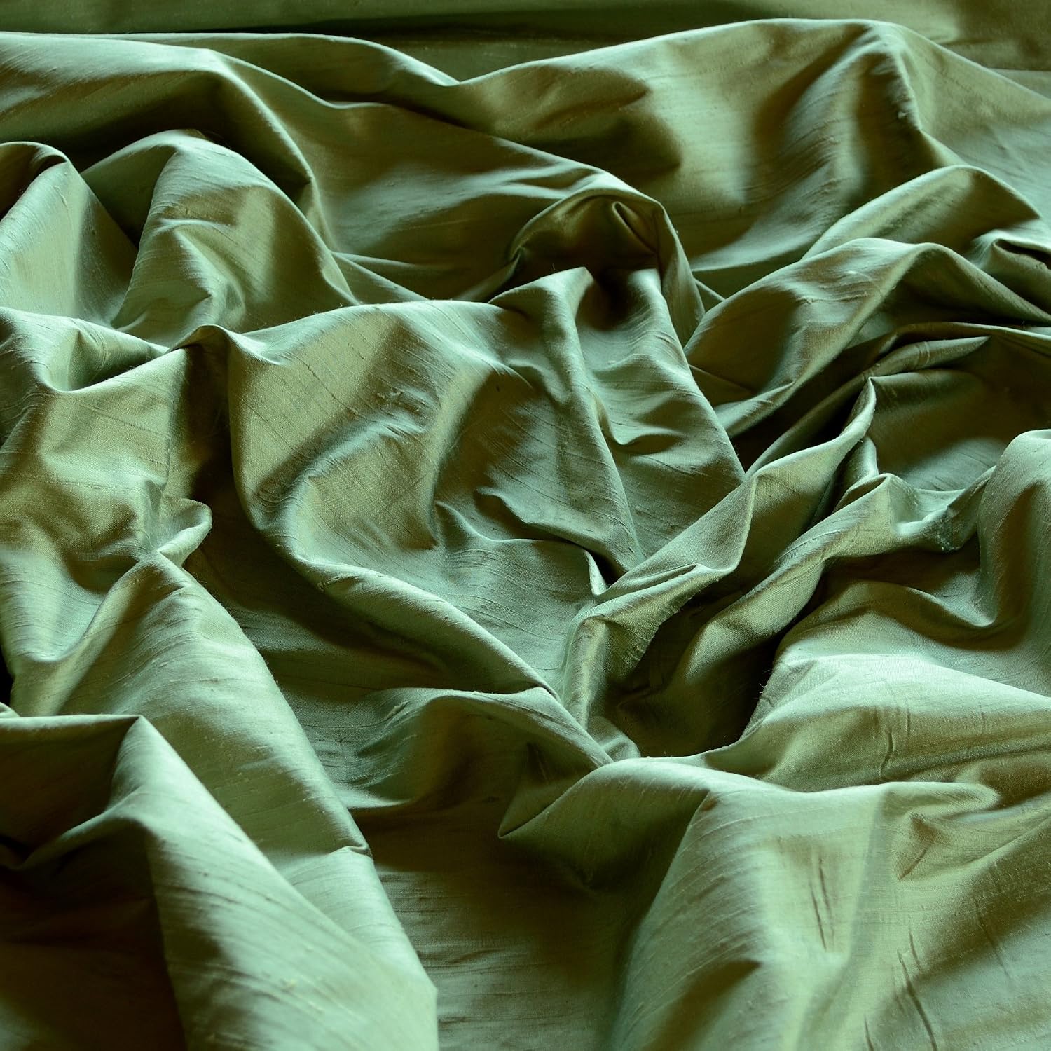 Iridescent Sea Mist Dupioni Silk, 100% Silk Fabric, by The Yard, 44" Wide