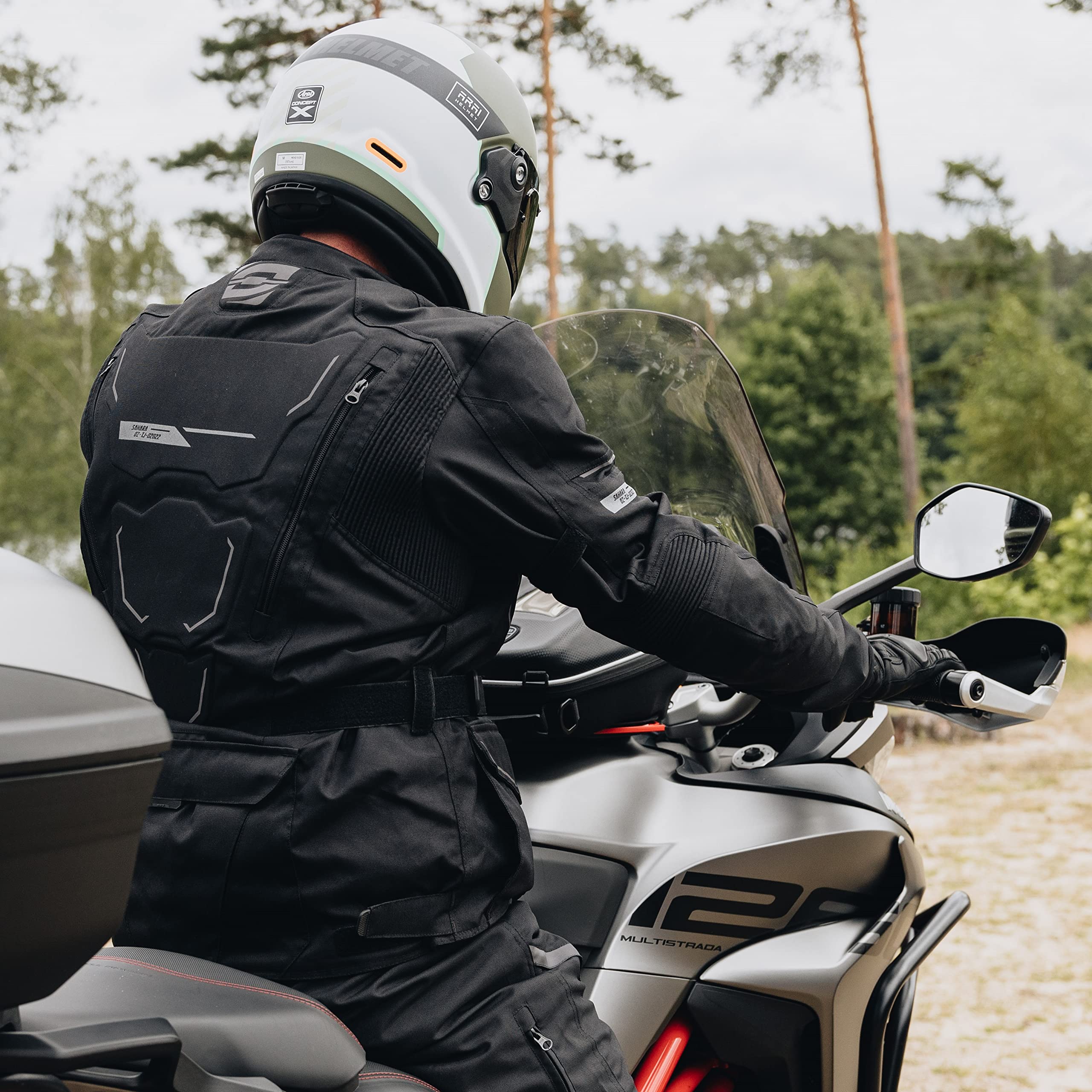 OZONE MOTO Sahara Veste de Moto Homme | Textiles | Protections coudes et épaules | Membrane Réissa | 6 Canaux de ventilation | Éléments réfléchissants | Tailles jusqu'au 8XL