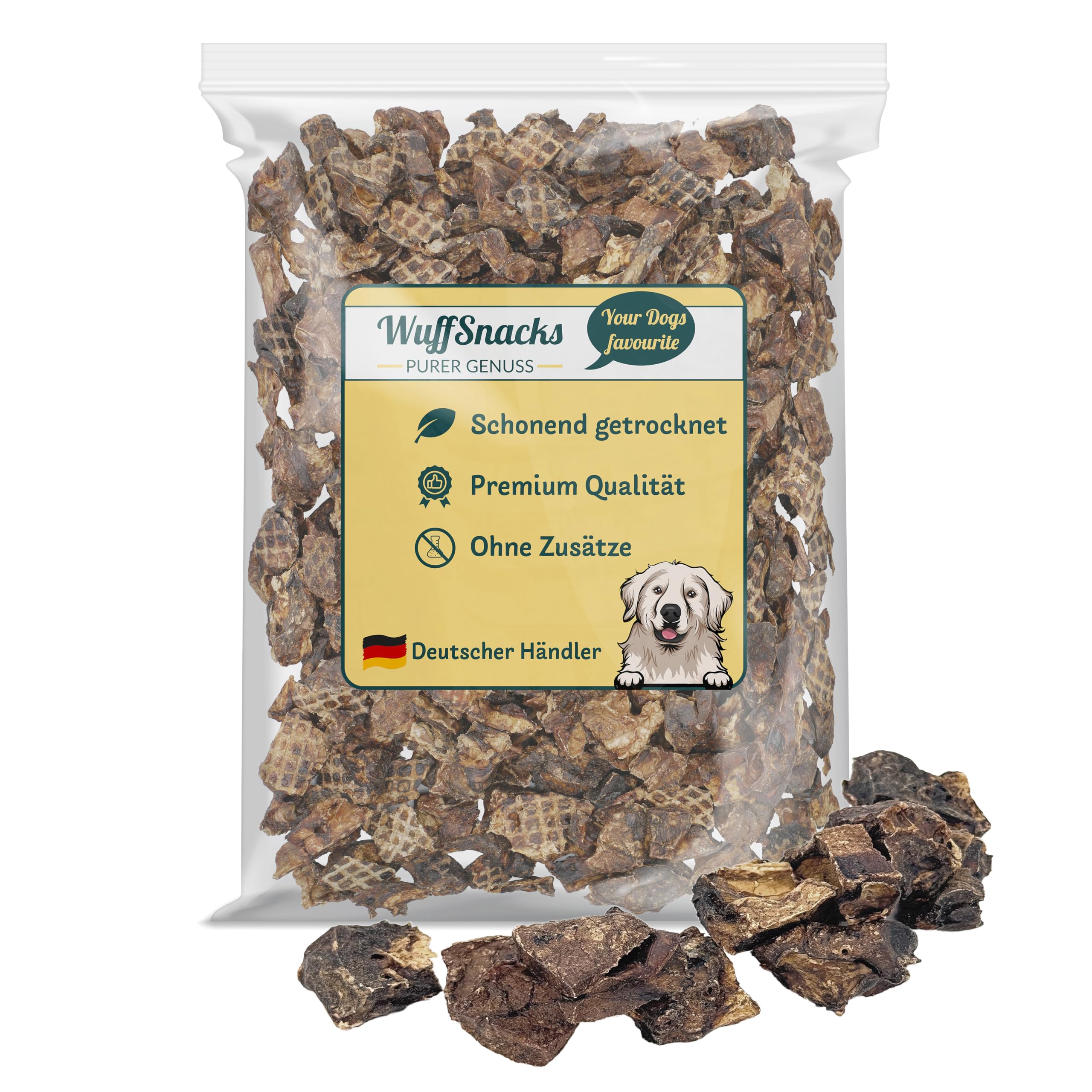 Rinderlungenwürfel für Hunde I 2,5 kg I Rinderlunge getrocknet würfel klein I Trainingsleckerli Hund I Rinderlunge für Hunde getrocknet | fettarm I Leckerlies von Wuffsnacks