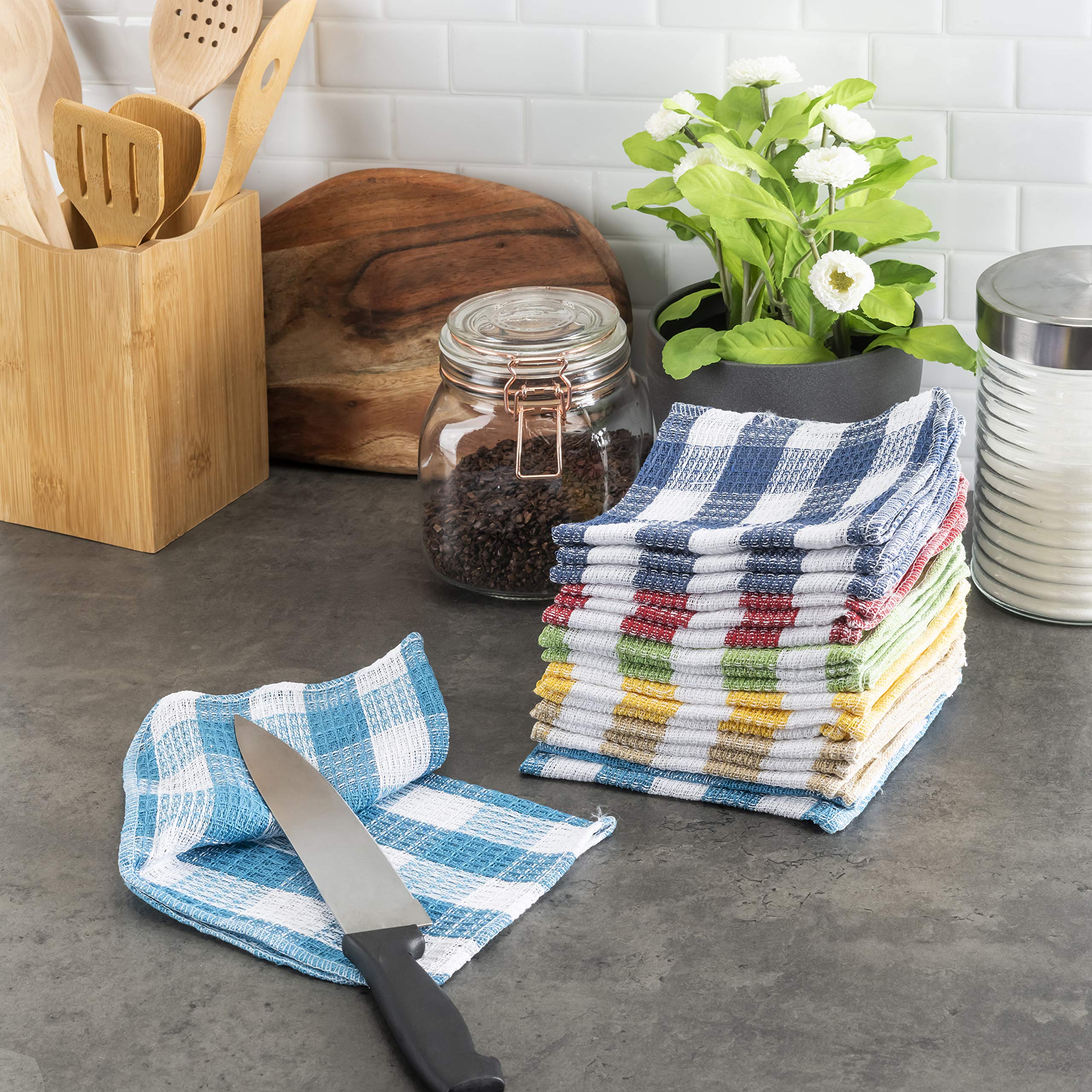 American Linen - Panni da cucina in cotone, vibranti, assorbenti, riutilizzabili e lavabili, confezione da 18 panni per le mani di qualità, 30,5 x 30,5 cm