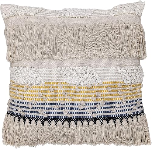 Miniatura 2 de Trade Star Fundas de cojín bohemias 100% de algodón de alta calidad, suaves y cuadradas, fundas de almohada naturales perfectas para casa rural,